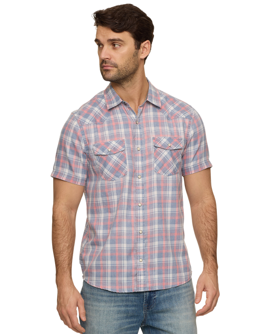 Flag and Anthem Sanger Vintage Washed Shirt - Red & Blue