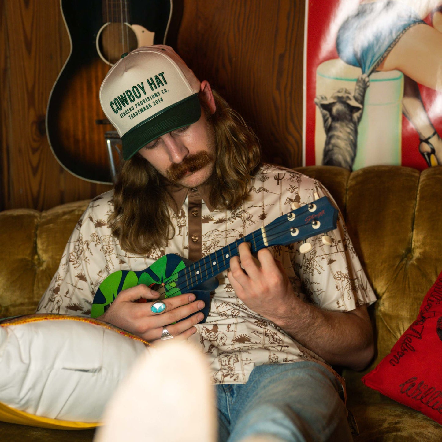 Sendero | Cowboy Hat | Cream & Green