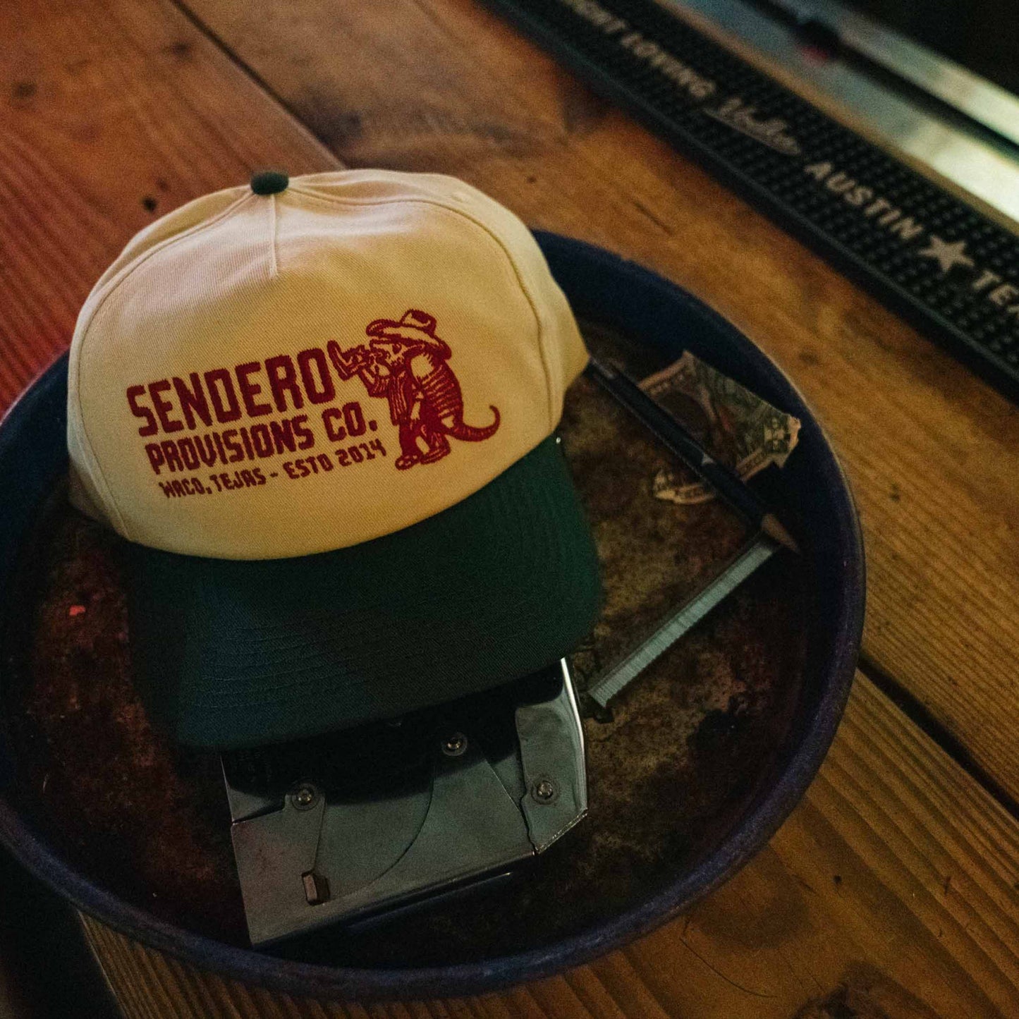 Sendero | Armadillo Hat | Cream & Green