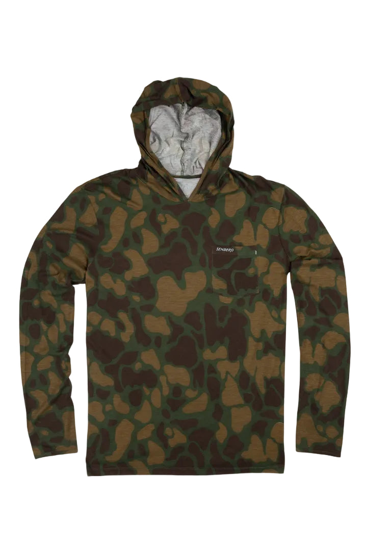 Sendero | Yucatan Bamboo Hoodie Tech Shirt | Forest Camo