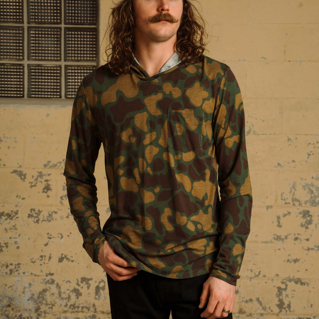 Sendero | Yucatan Bamboo Hoodie Tech Shirt | Forest Camo