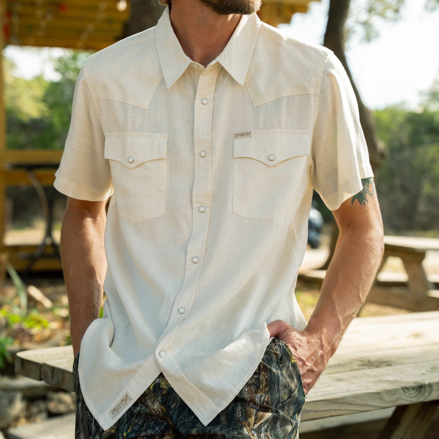 Sendero | Wyatt Pearl Snap Shirt | Antique White