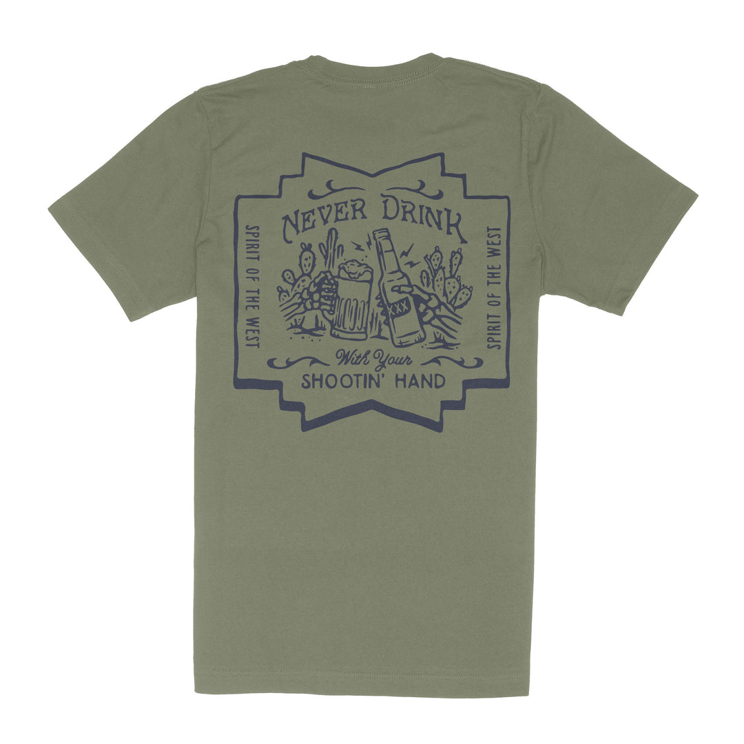 Sendero Shootin Hand T-Shirt  Salud! - Sage