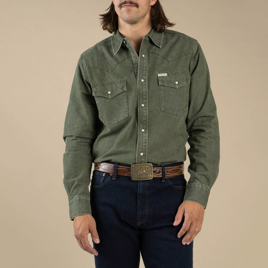 Sendero | Wyatt Pearl Snap Shirt | Faded Olive