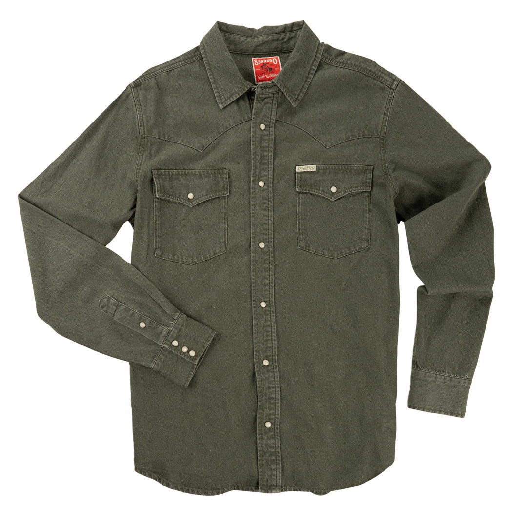 Sendero | Wyatt Pearl Snap Shirt | Faded Olive