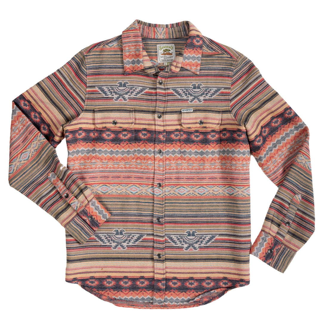 Sendero Boquillas Shirt - Thunderbird with Southwest vintage textile design, 100% cotton.