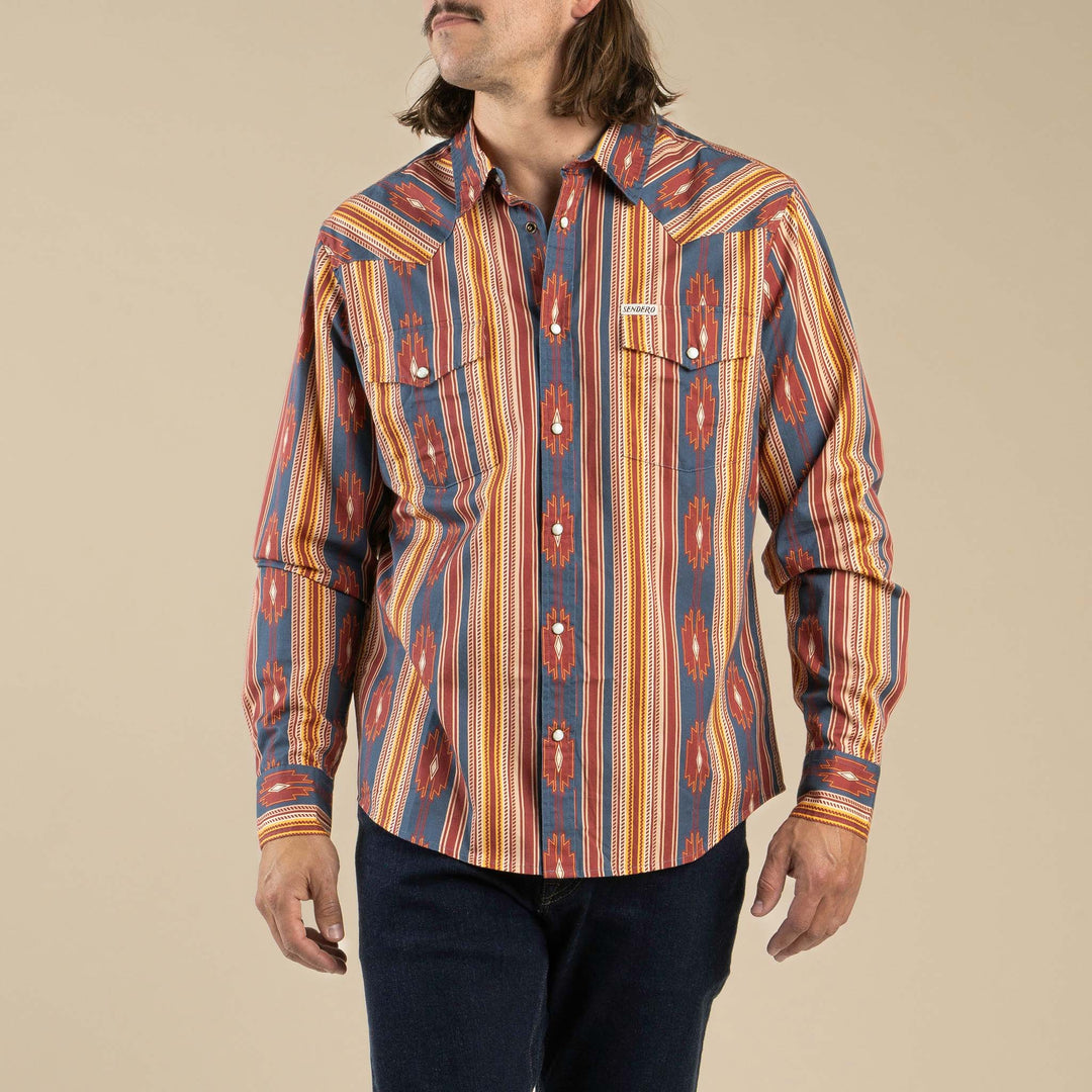 Sendero Wyatt Pearl Snap Serape Chevron Stripe Shirt - Tulsa