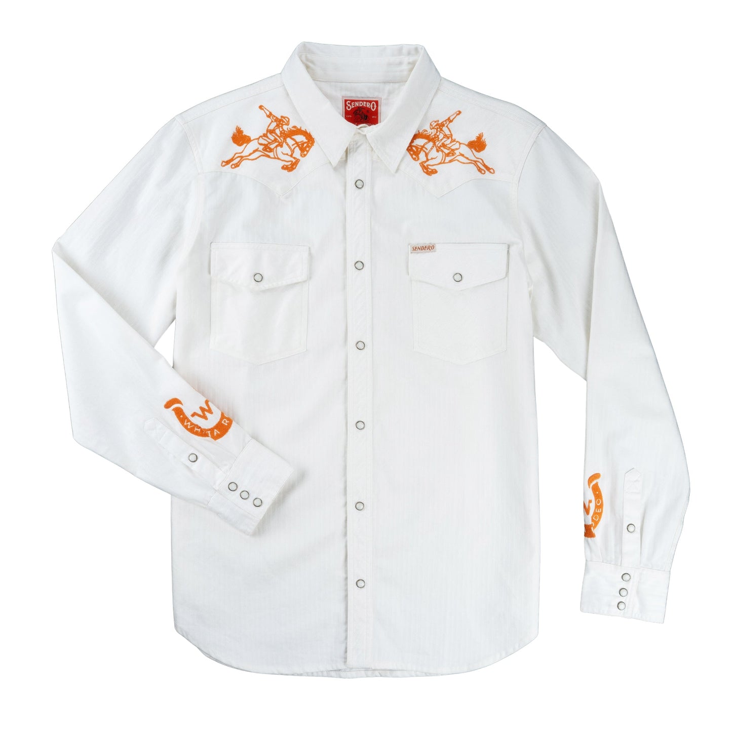 WHATABURGER X SENDERO THE WYATT PEARL SNAP LONG SLEEVE EMBROIDERED SHIRT