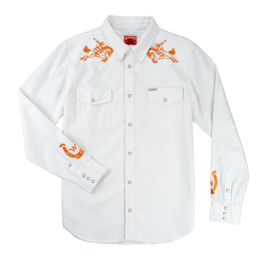WHATABURGER X SENDERO THE WYATT PEARL SNAP LONG SLEEVE EMBROIDERED SHIRT