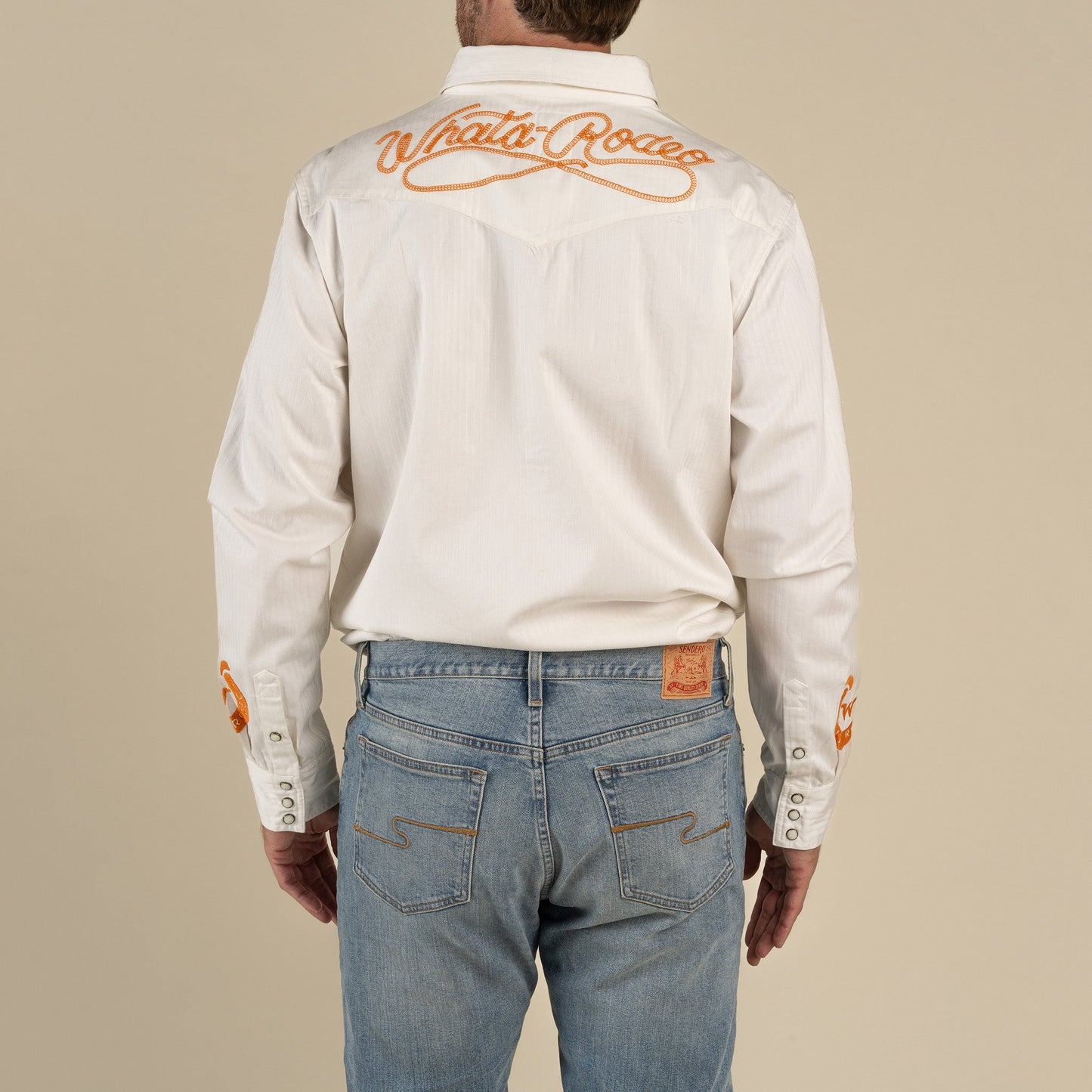 WHATABURGER X SENDERO THE WYATT PEARL SNAP LONG SLEEVE EMBROIDERED SHIRT