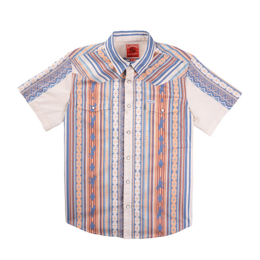 Sendero Serape Pearl Snap Shirt - Indigo Western Strip