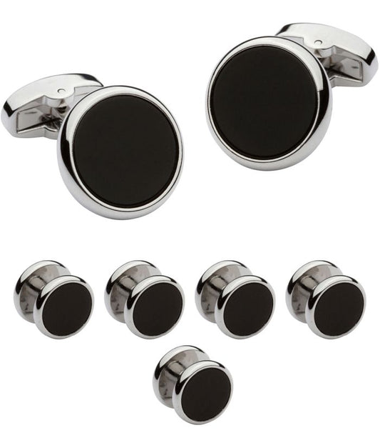 Studs & Cuff Links - Silver & Black
