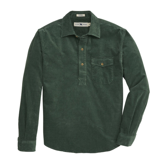Onward Reserve Stretch Cord Half Button Shirt - Dark Forest