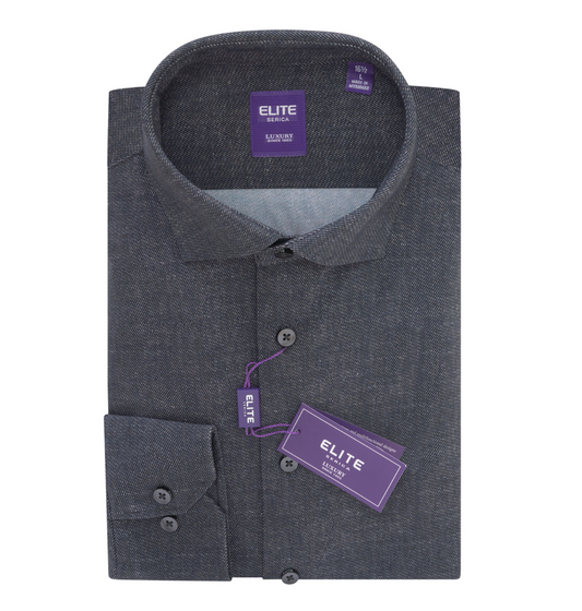 Serica Elite | Canclini Twill Dress Shirt | Black