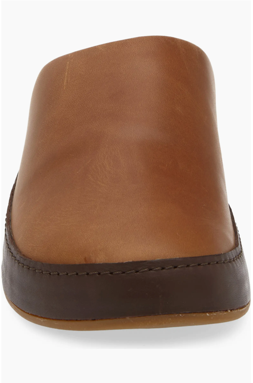 Olukai Ku'u Leather Mule - Toffee / Dark Java