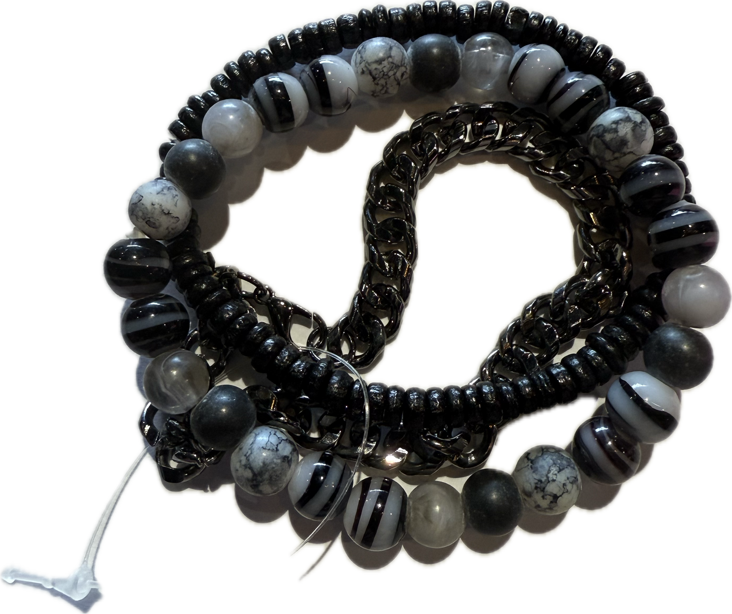 Gypsy Layered Men's Bracelet - Black & White