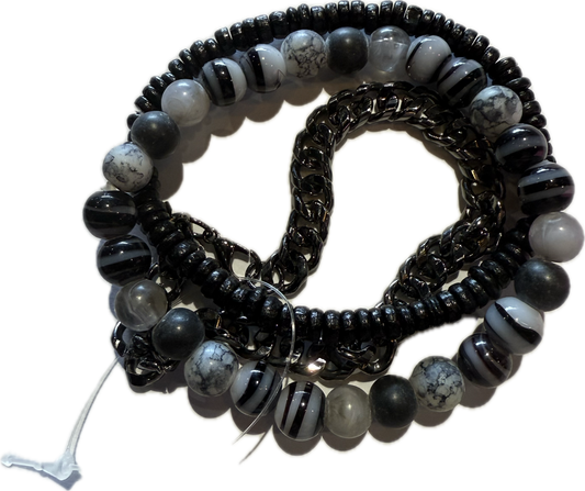 Gypsy Layered Men's Bracelet - Black & White