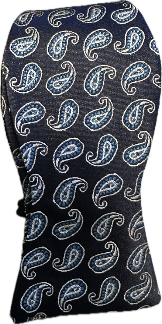 Self BowTie - Navy Paisley