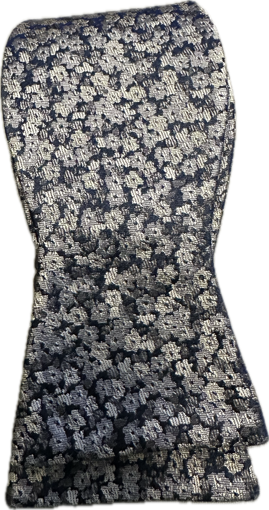 Self BowTie - Navy / Silver Floral