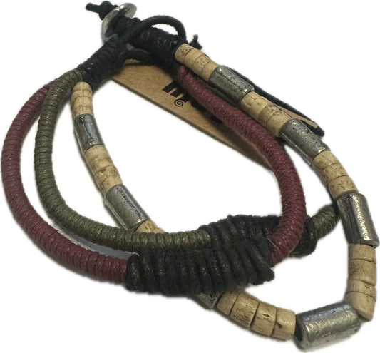 Roosters Men's Collection  Bracelet - Green , White, and Red Braid