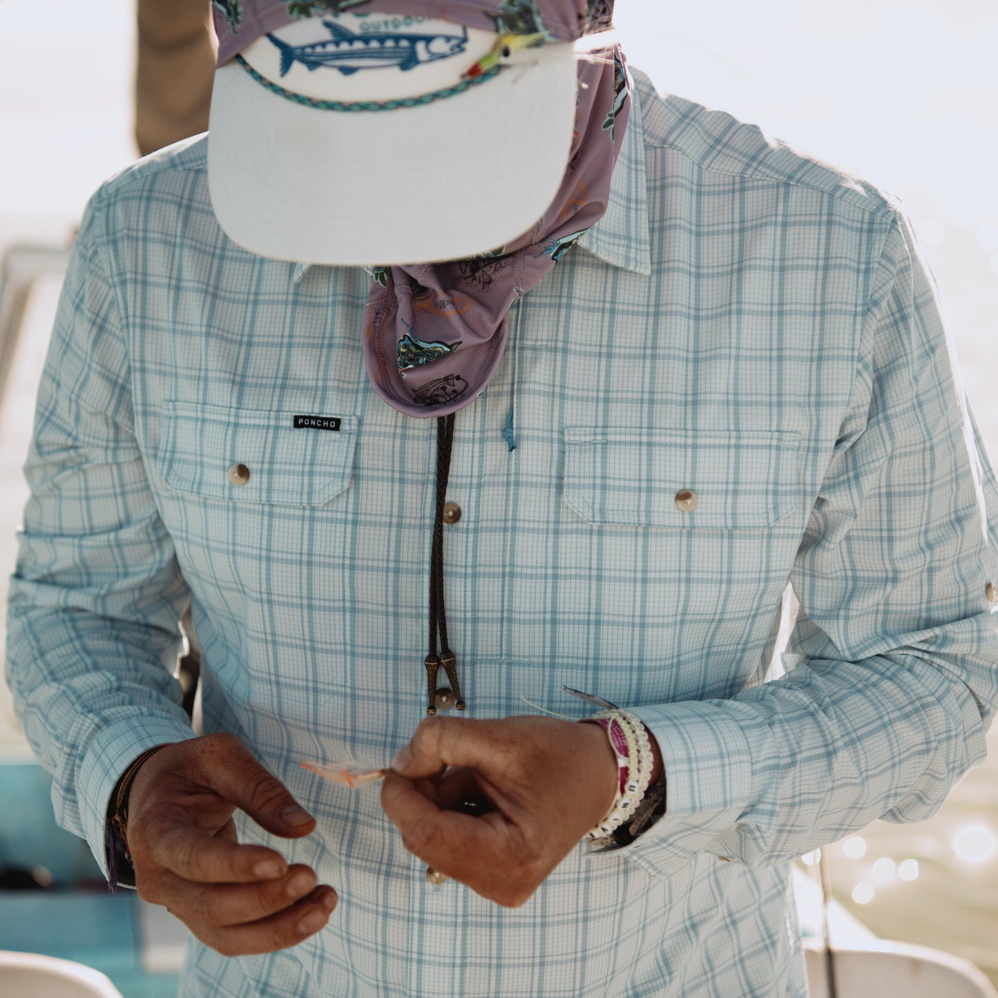 Poncho Outdoors | The Boca Grande | Ocean Blue Check Plaid