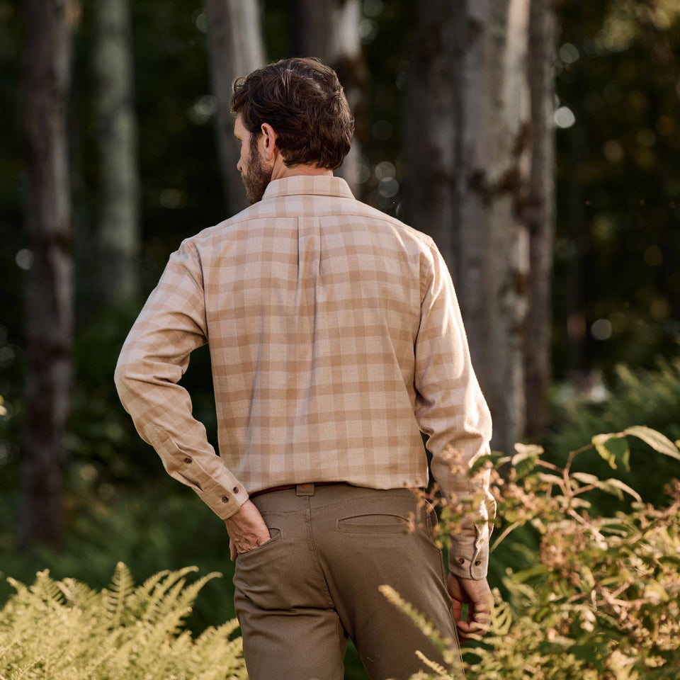 Tom Beckbe Brushed Cotton Twill Shirt - Warm Stone Plaid