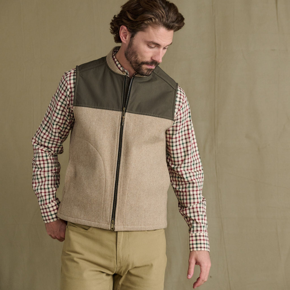 Tom Beckbe | Northwoods Vest | Camel Wetlands Green