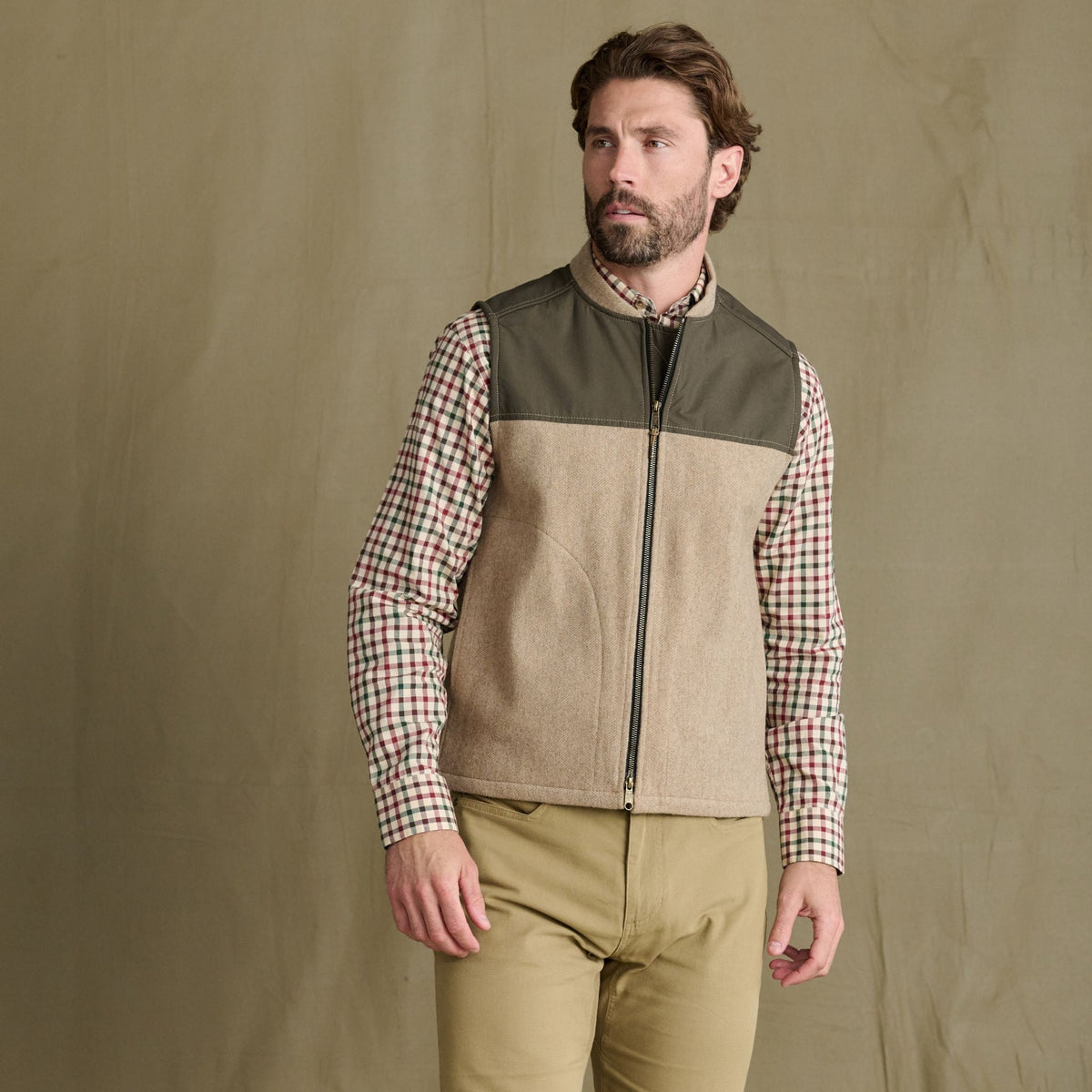Tom Beckbe | Northwoods Vest | Camel Wetlands Green