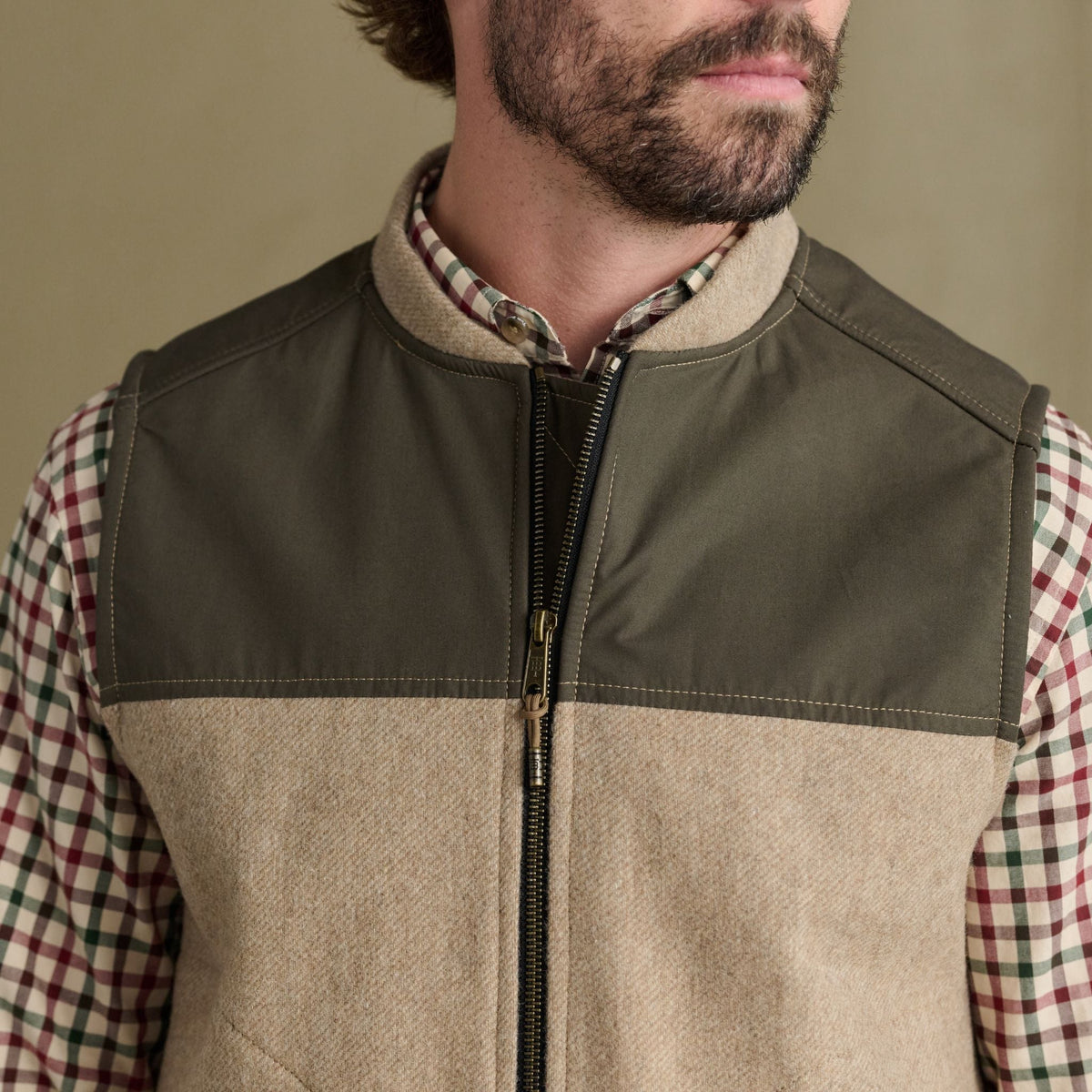 Tom Beckbe | Northwoods Vest | Camel Wetlands Green