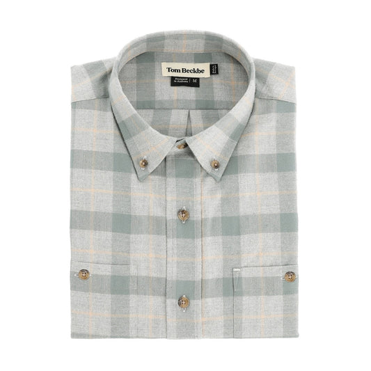 Tom Beckbe Dixon Brushed Cotton Twill Shirt - Marled Green