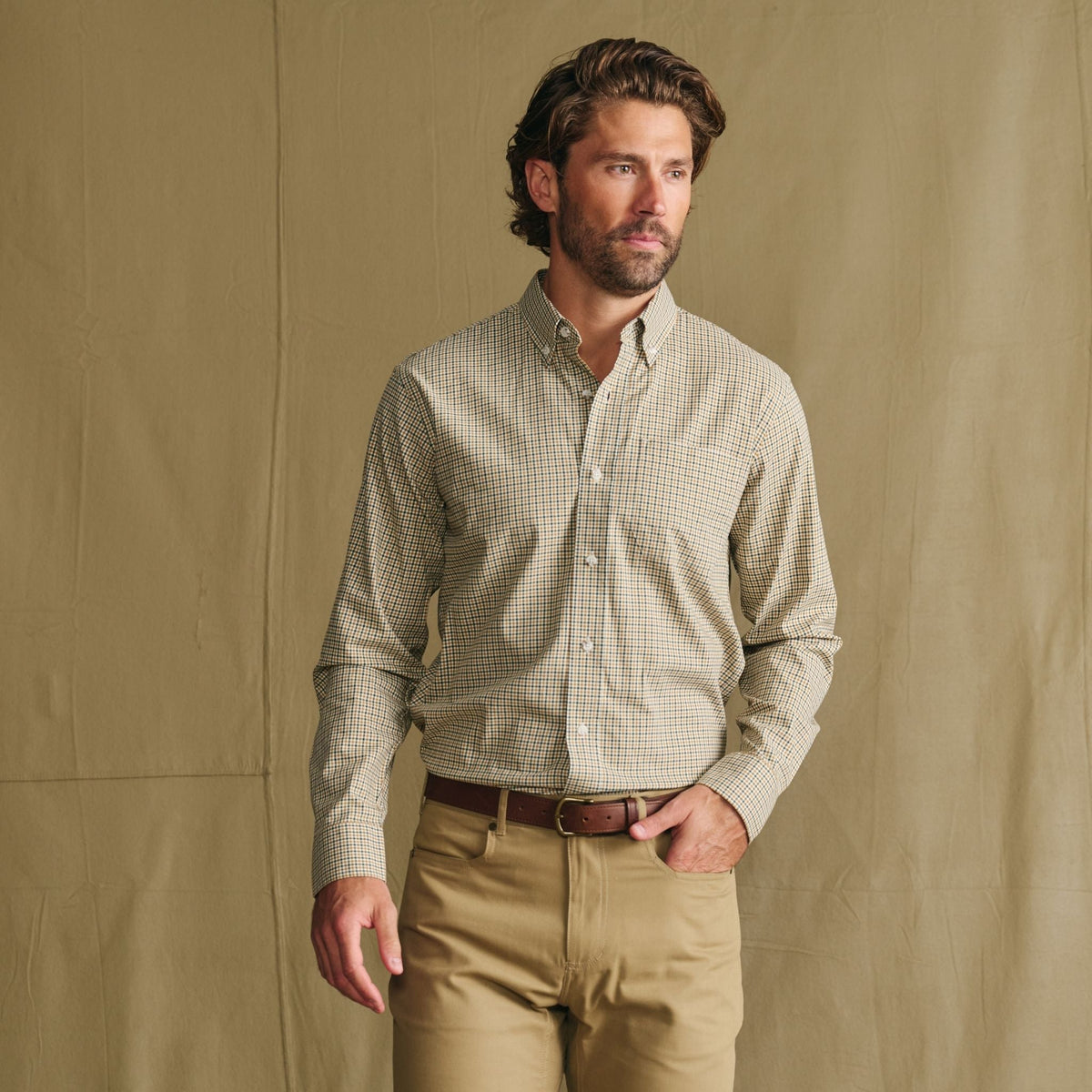 Tom Beckbe | Knapp Cotton Twill Shirt | Amber Moss