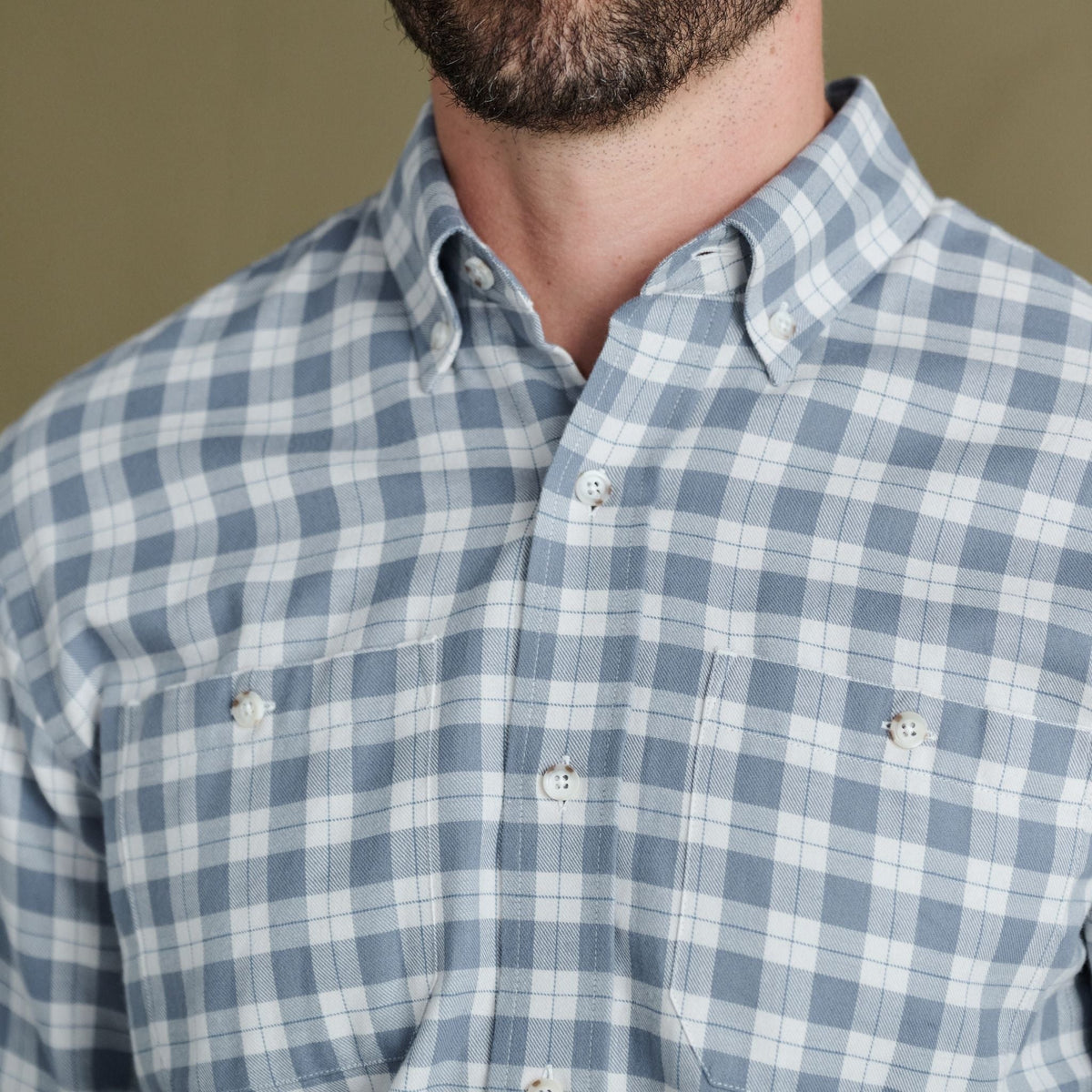 Tom Beckbe | Dixon Brushed Cotton Twill Shirt | Fog