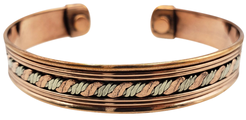 Pure Copper Magnetic Bracelet Arthritis Pain Therapy: Two Tone Twisted | 565A