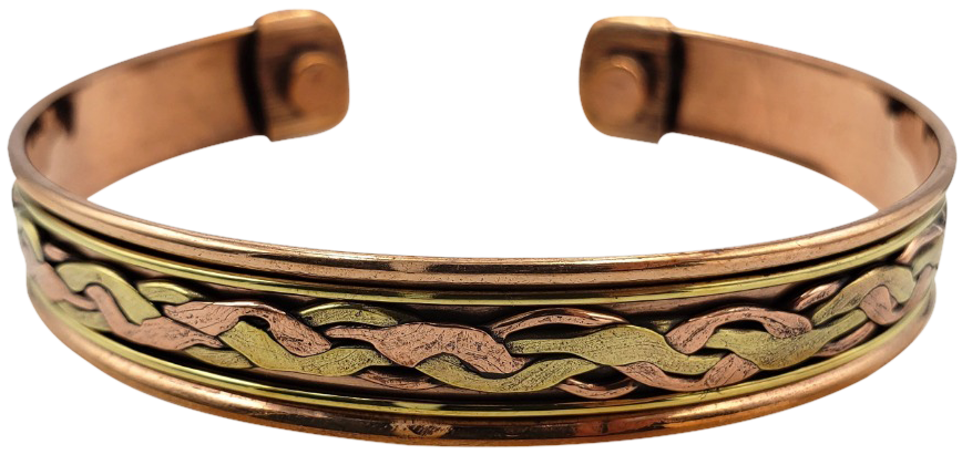 Pure Copper Magnetic Bracelet Arthritis Pain Therapy: Two Tone Twisted | 565A