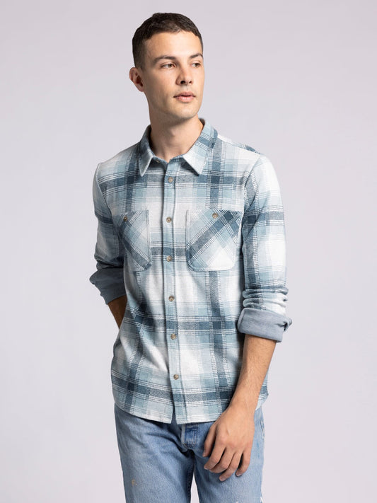 Thread & Supply Clark Shirt - Cream Teal Plaid