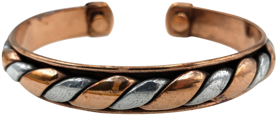 Pure Copper Magnetic Bracelet Arthritis Pain Therapy: Two Tone Twisted | 565A