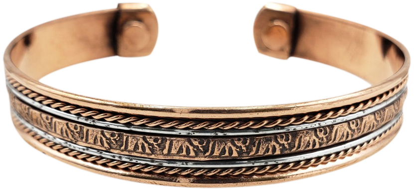 Pure Copper Magnetic Bracelet Arthritis Pain Therapy: Two Tone Twisted | 565A