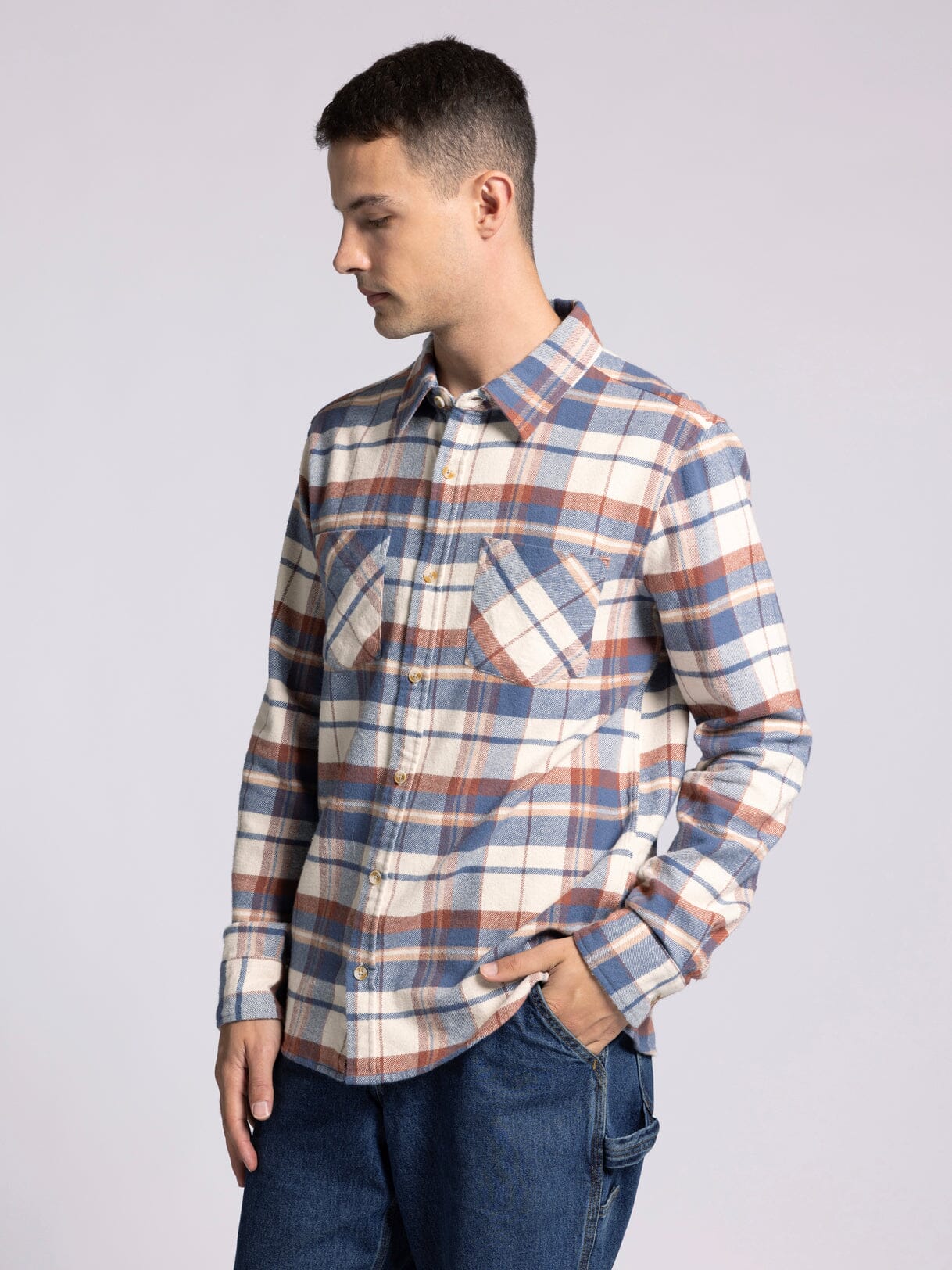 Thread & Supply Redwoods Flannel - Vintage Indigo Plaid