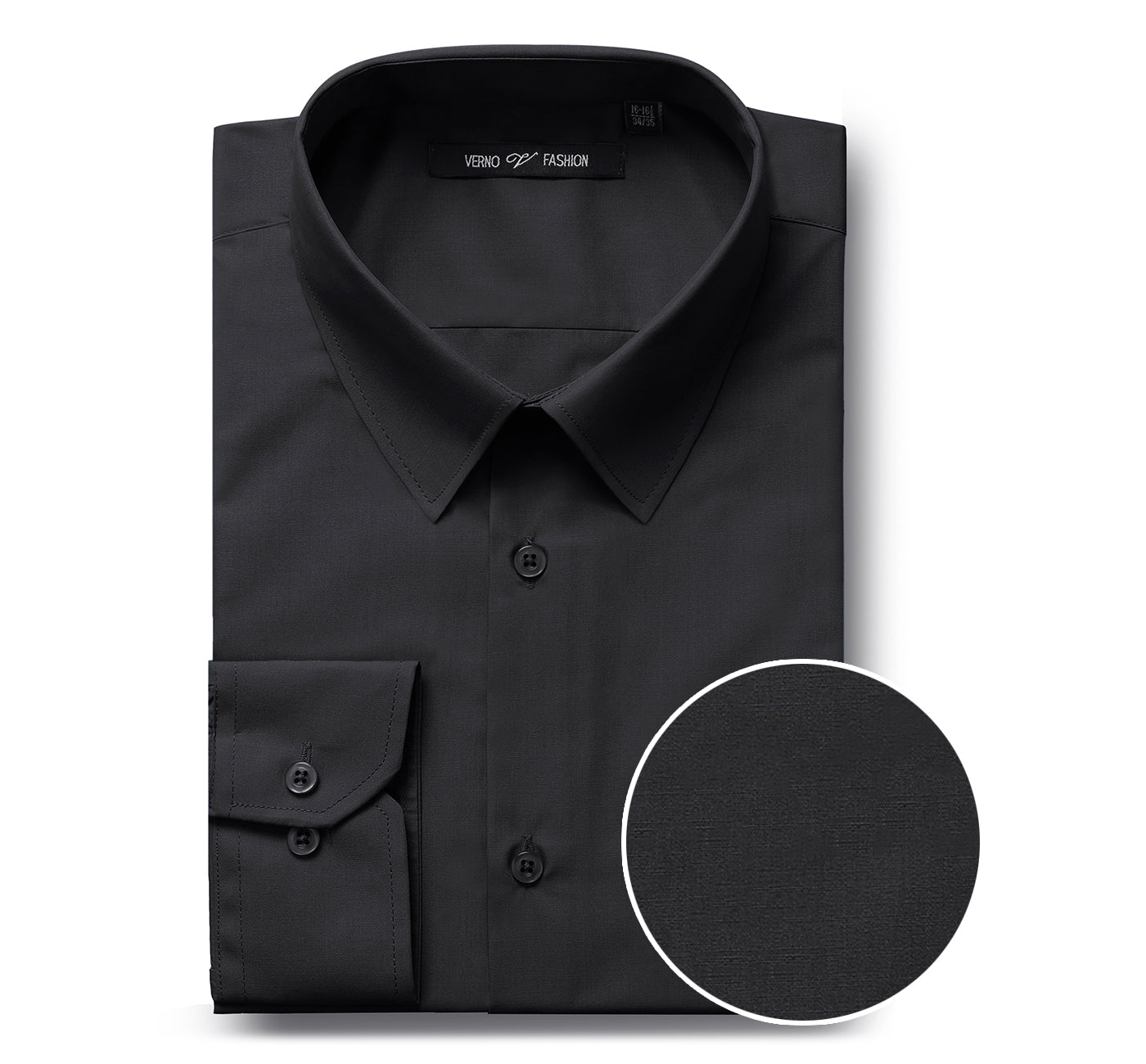 Classic Fit Long Sleeve Dress Shirt - Black