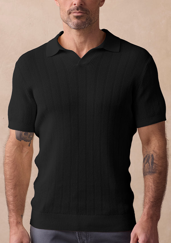 The Normal Brand | Robles Textured Knit Polo | Black