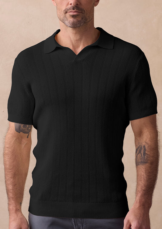 The Normal Brand | Robles Textured Knit Polo | Black