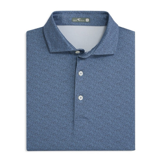 GenTeal | Crosscut Printed Performance Polo | Blue Mirage