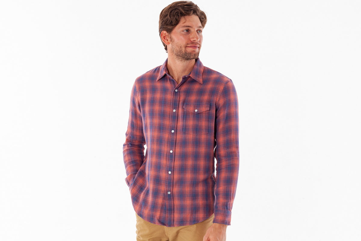 Criquet | Double Cloth Flannel Peal Snap | Boyd Plaid Navy