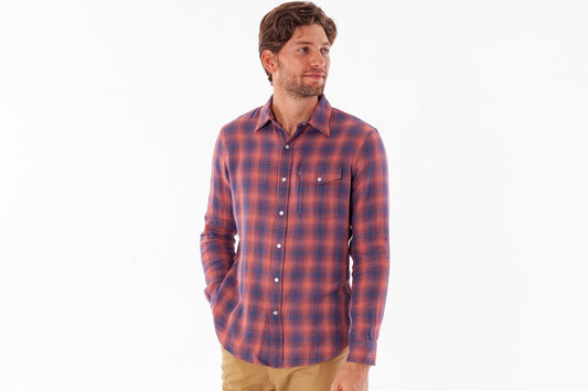 Criquet | Double Cloth Flannel Peal Snap | Boyd Plaid Navy