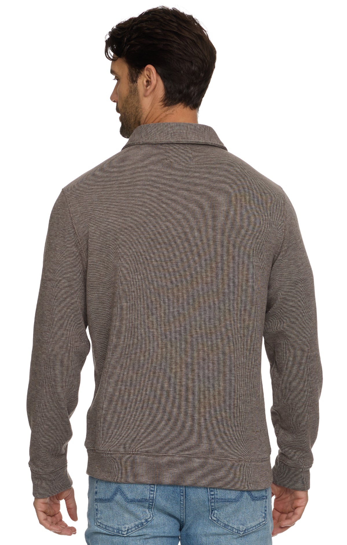 Flag and Anthem | Newton Fleece LC Polo | Brown Heather