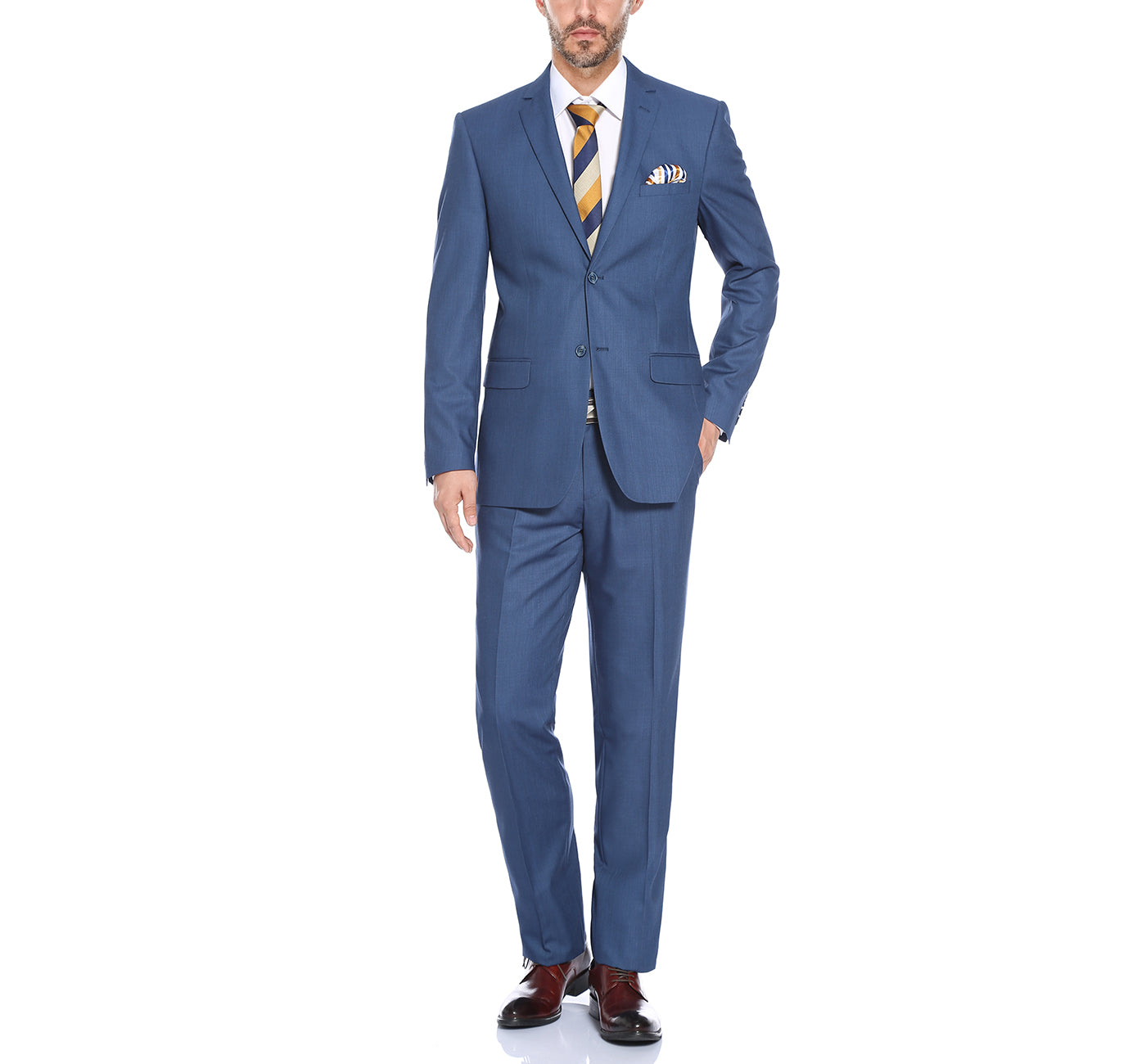 Classic Suit Notch Lapel & Flat Front Pant- Blue 2106-3