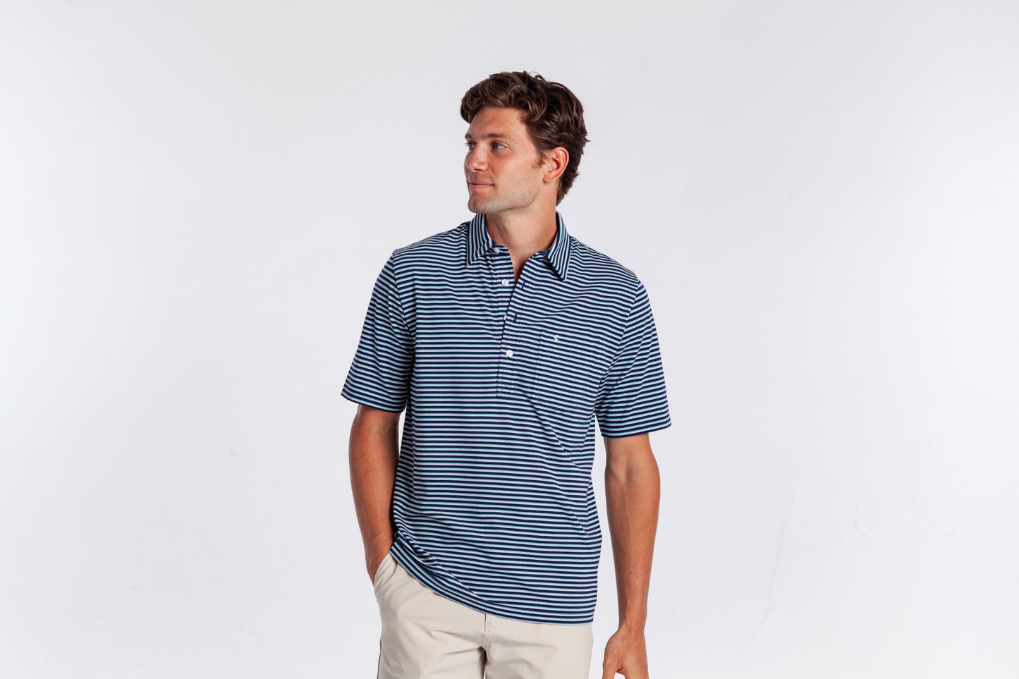 Criquet Performance Players Shirt - Navy Duval Stripe