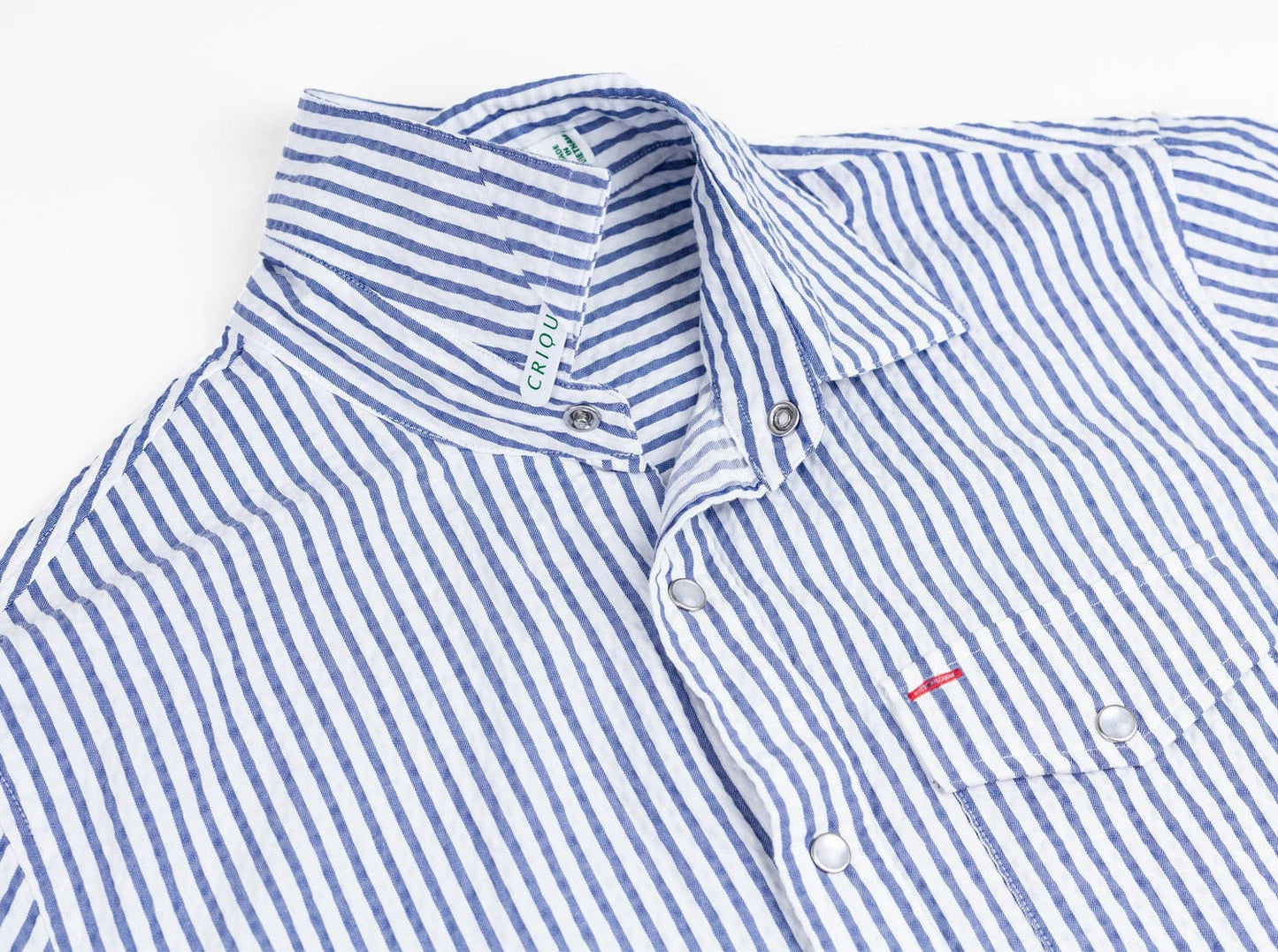 Criquet Short Sleeve Performance Pearl Snap Seersucker - Navy