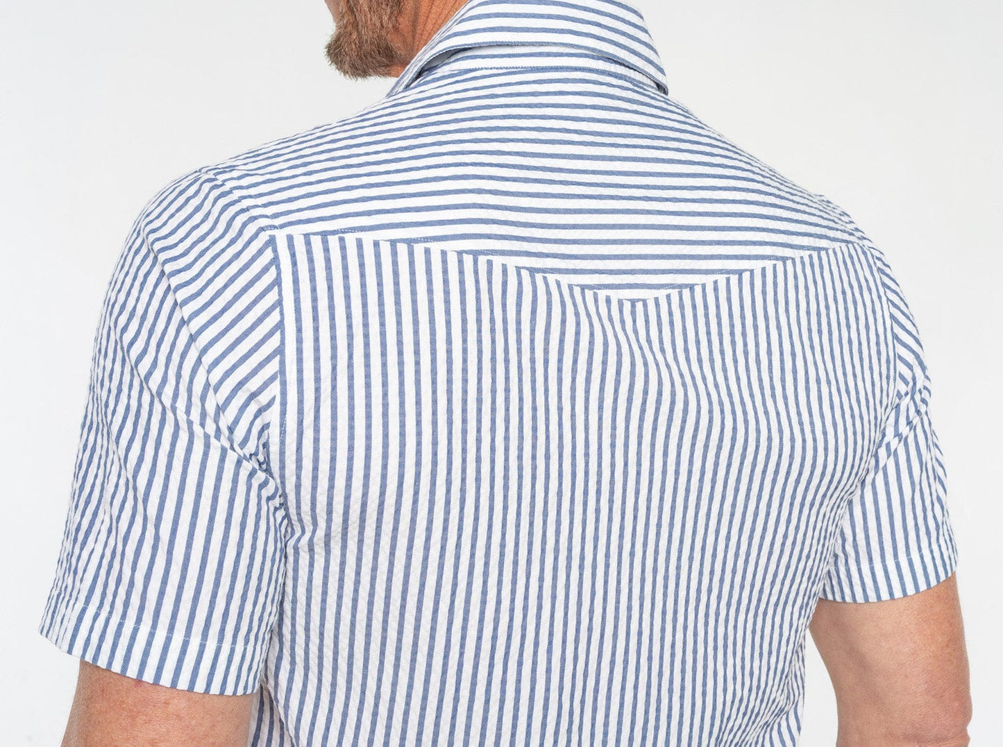 Criquet Short Sleeve Performance Pearl Snap Seersucker - Navy