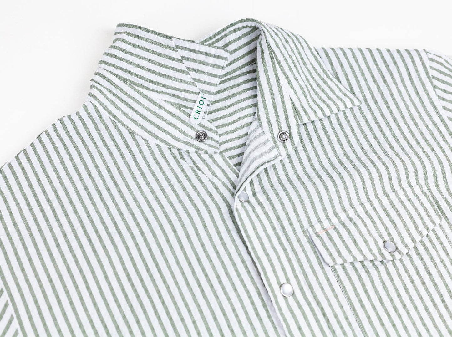 Criquet Short Sleeve Performance Pearl Snap Seersucker - Sage